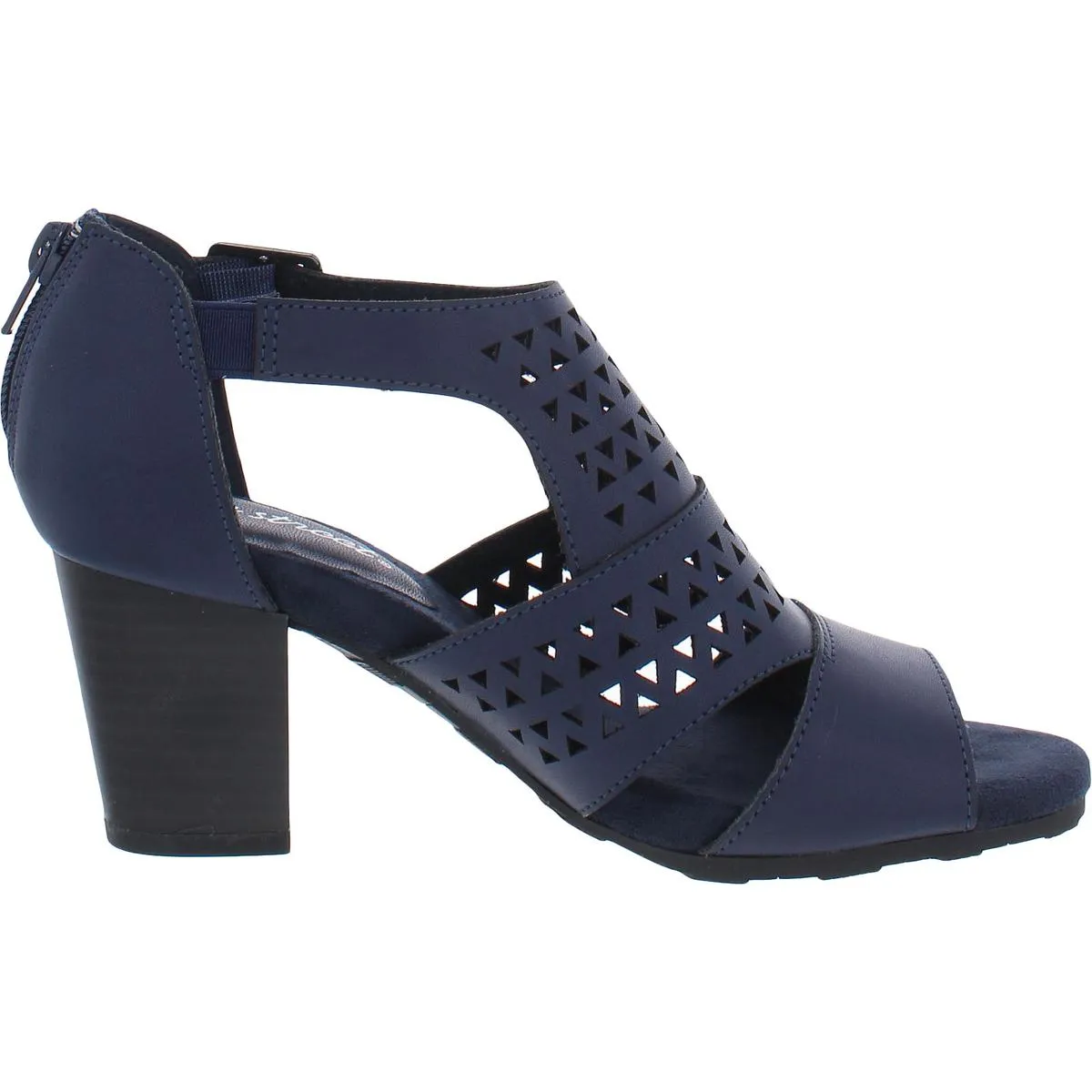 Adara  Womens Faux Leather Perforated Heel Sandals