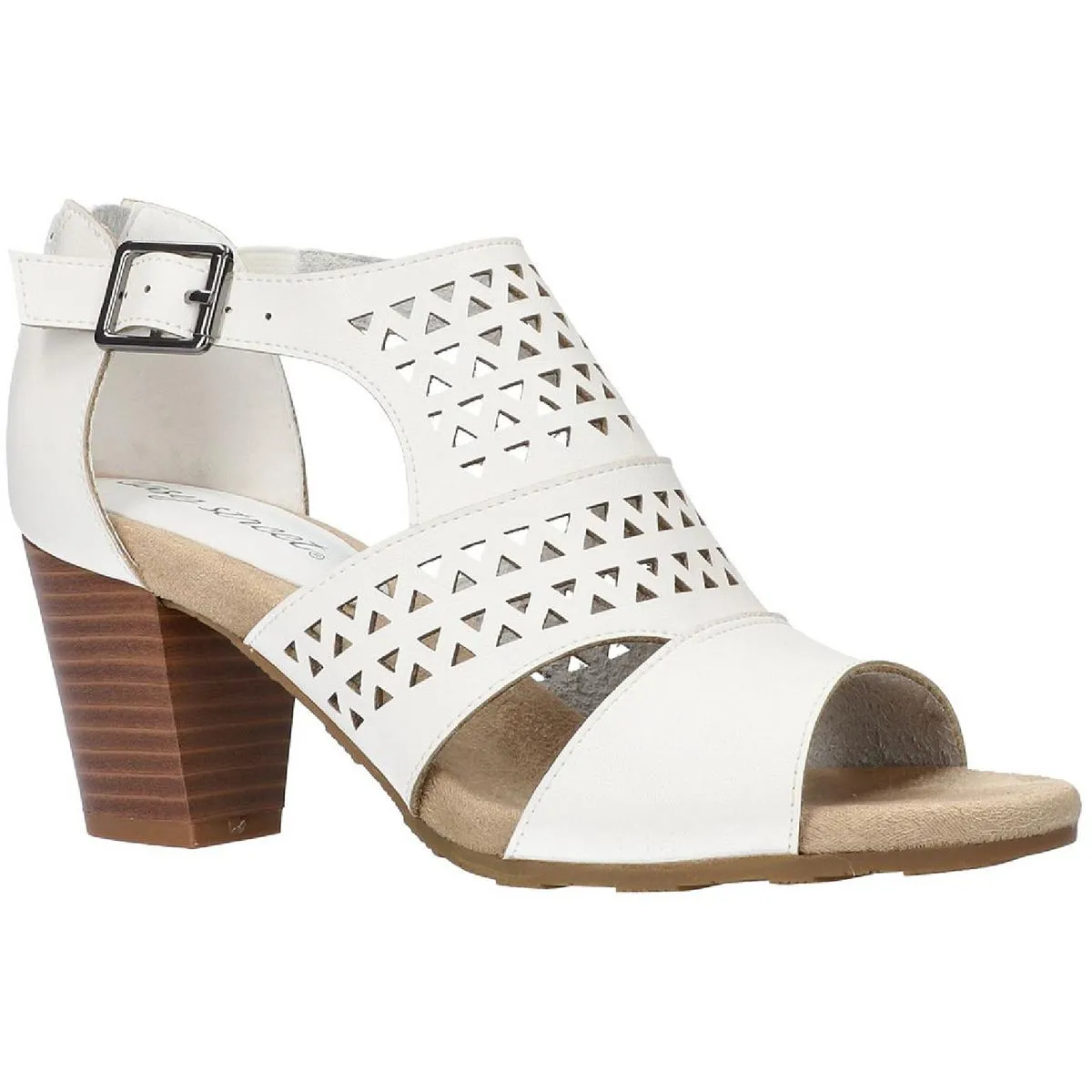 Adara  Womens Faux Leather Perforated Heel Sandals