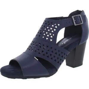 Adara  Womens Faux Leather Perforated Heel Sandals