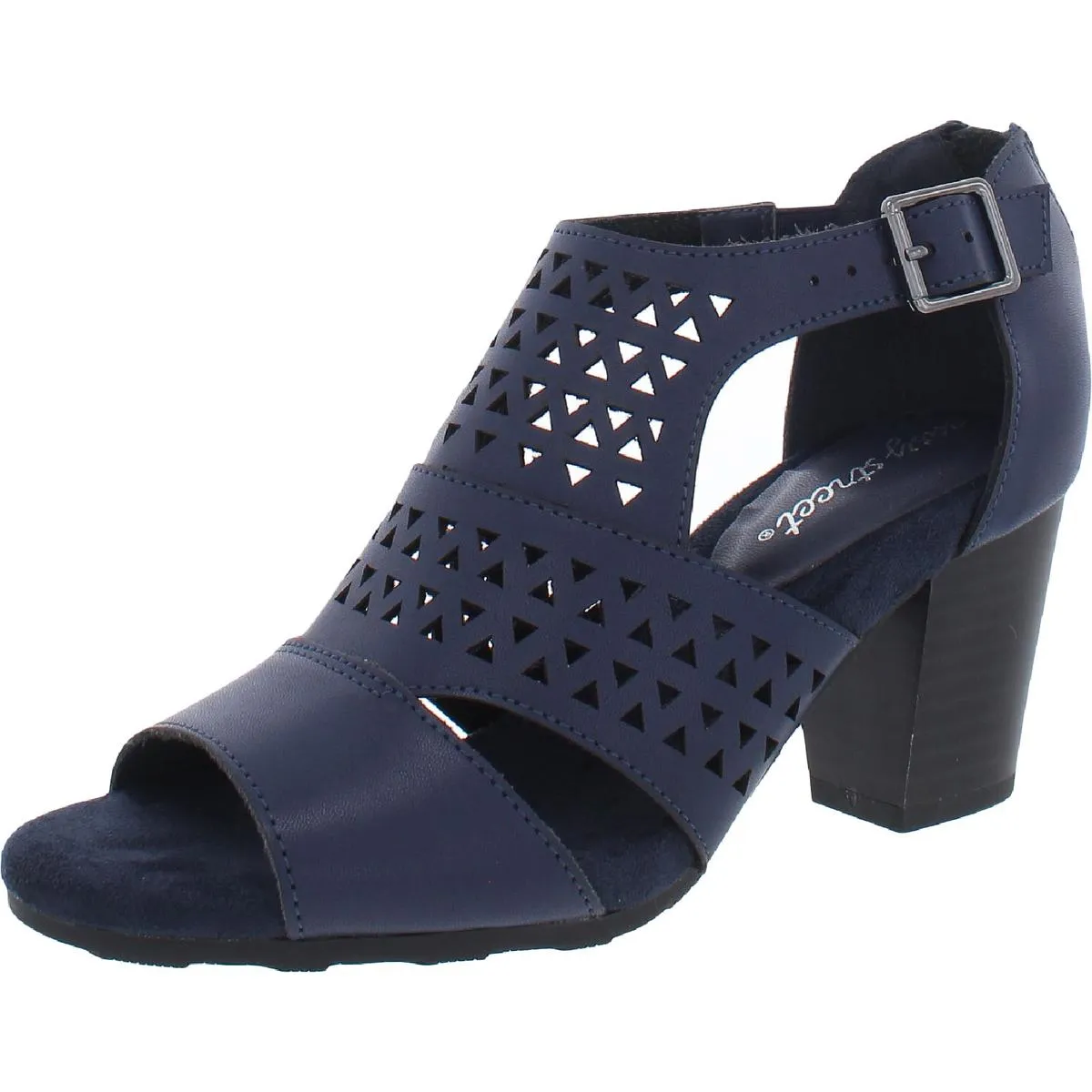 Adara  Womens Faux Leather Perforated Heel Sandals