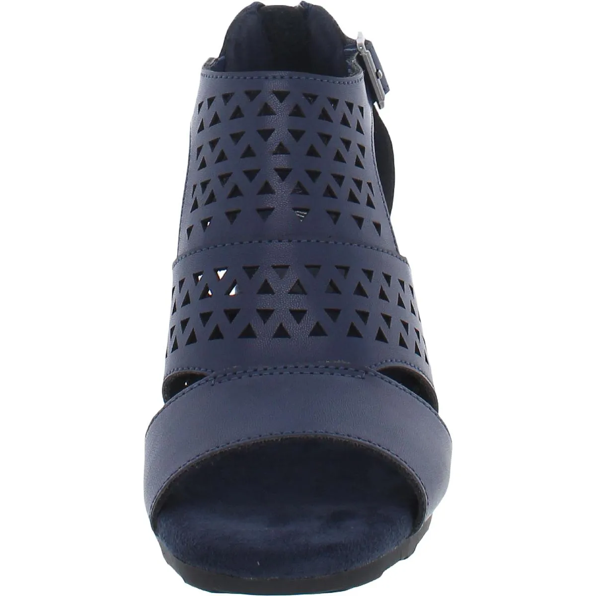 Adara  Womens Faux Leather Perforated Heel Sandals