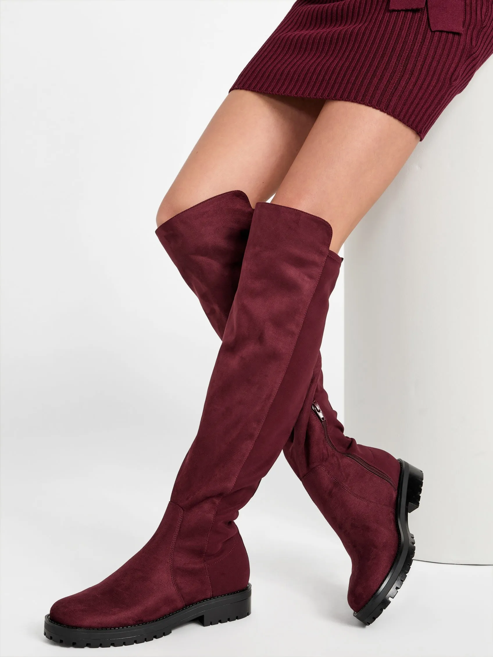 Analin Knit Panel Riding Boots