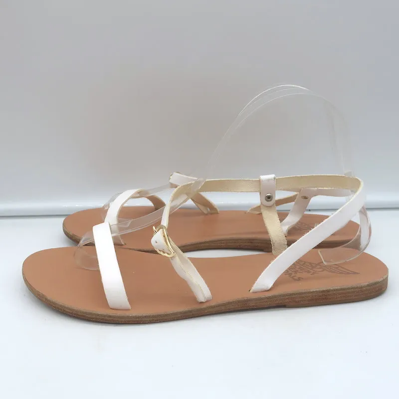 Ancient Greek Sandals Niove Slingback Sandals White Leather Size 40