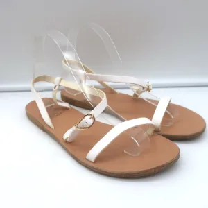 Ancient Greek Sandals Niove Slingback Sandals White Leather Size 40