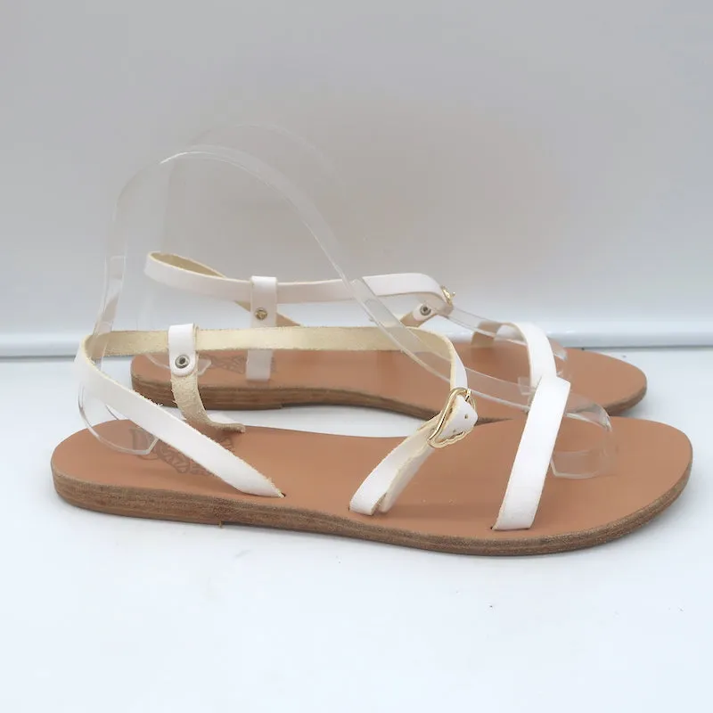 Ancient Greek Sandals Niove Slingback Sandals White Leather Size 40