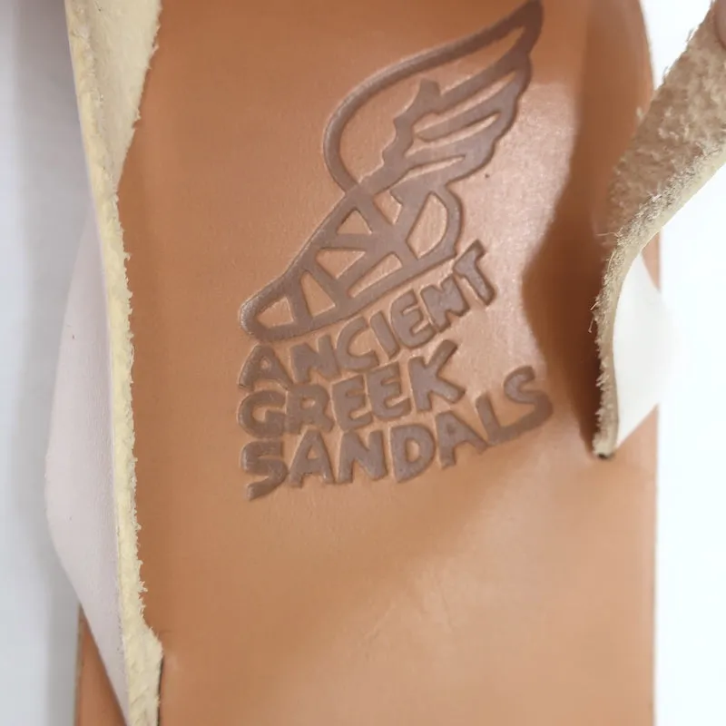 Ancient Greek Sandals Niove Slingback Sandals White Leather Size 40
