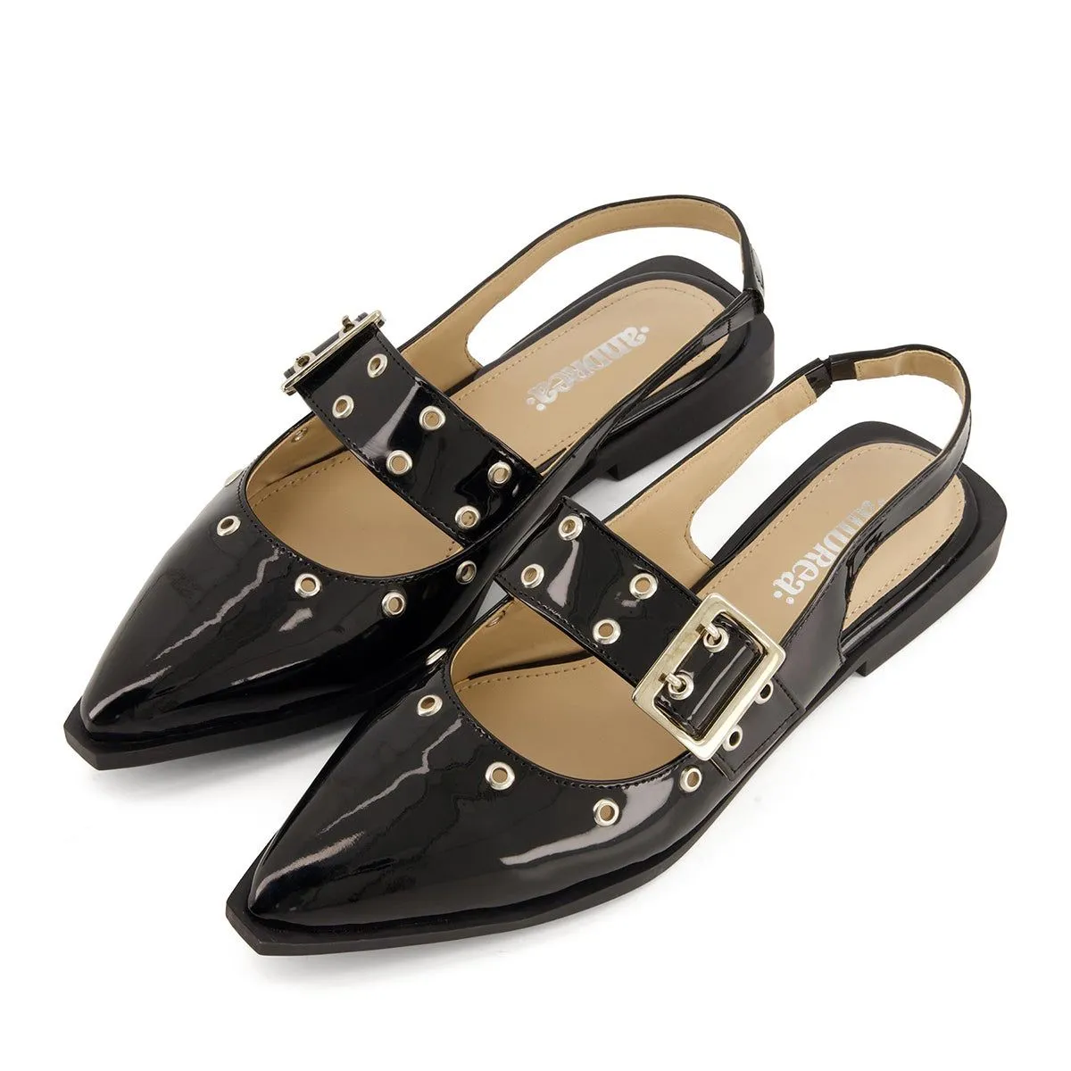 Andrea Slingback Flats Wide Buckle
