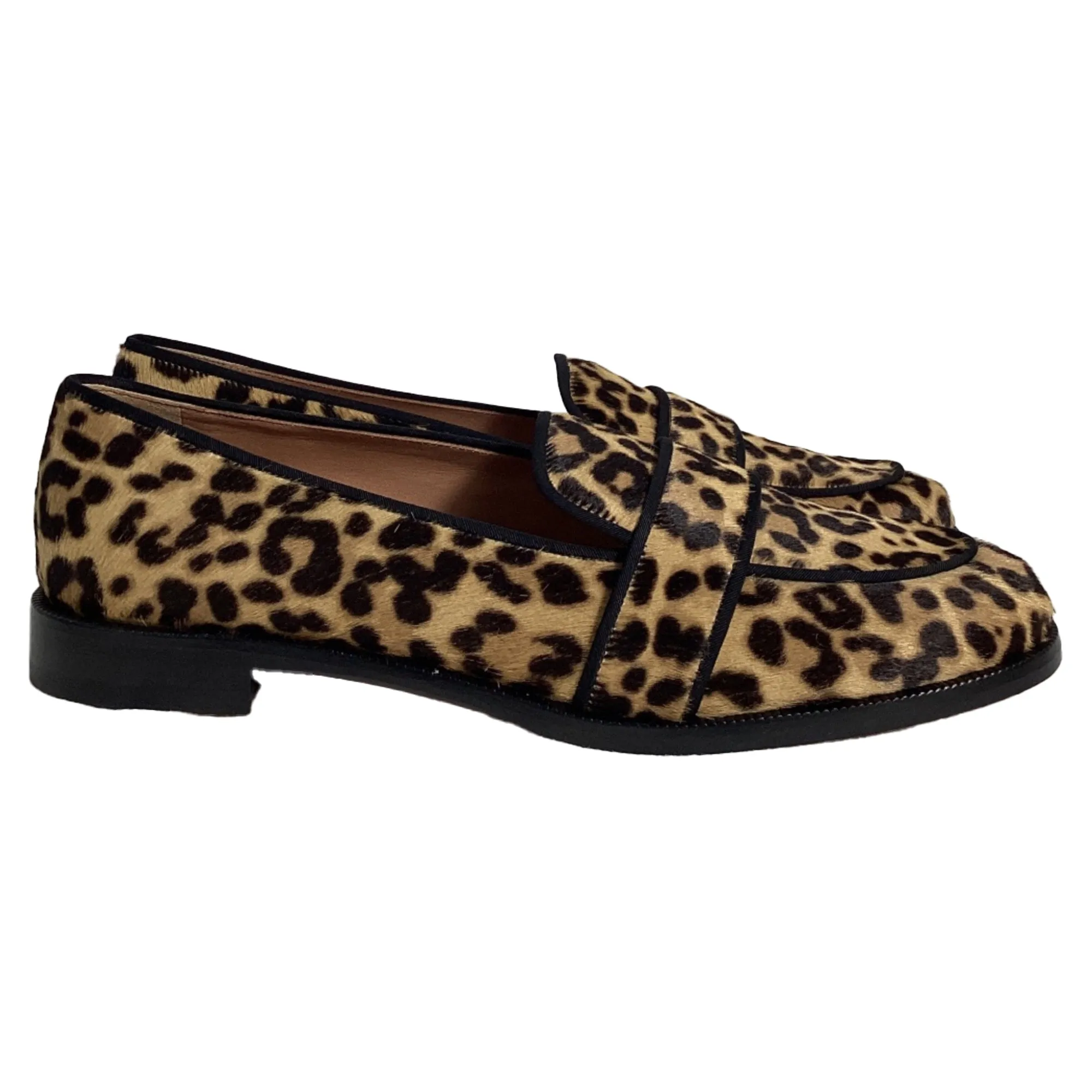 Aquazzura Martin Grosgrain-Trimmed Loafers in Animal Print Ponyhair