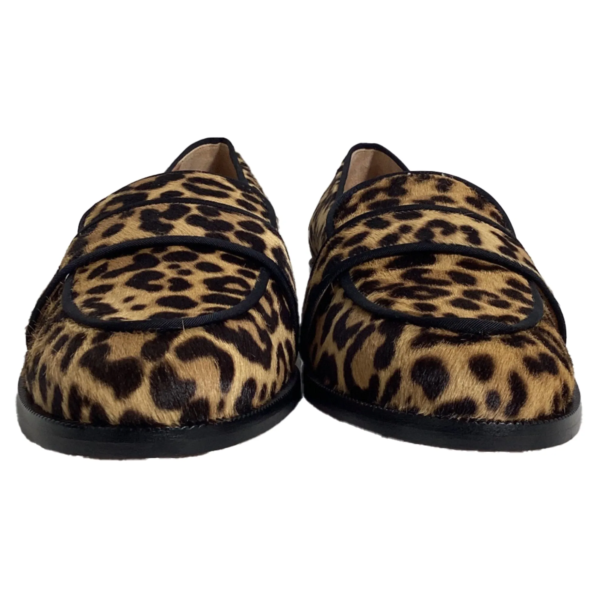 Aquazzura Martin Grosgrain-Trimmed Loafers in Animal Print Ponyhair