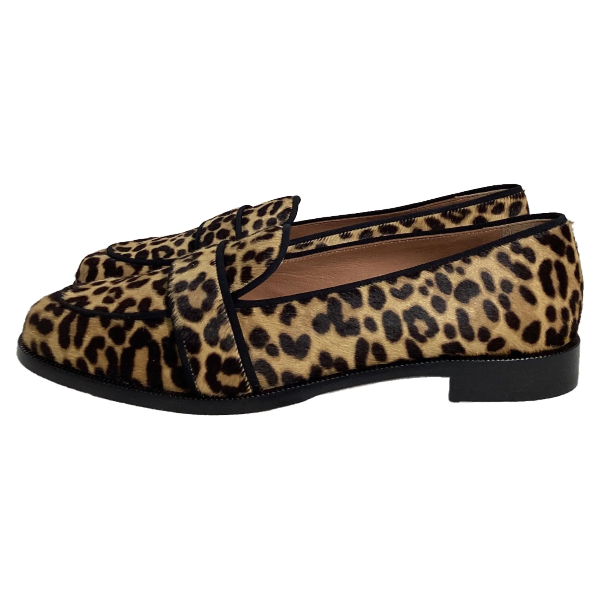 Aquazzura Martin Grosgrain-Trimmed Loafers in Animal Print Ponyhair
