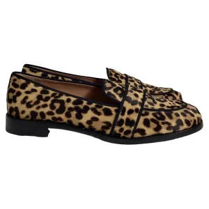 Aquazzura Martin Grosgrain-Trimmed Loafers in Animal Print Ponyhair