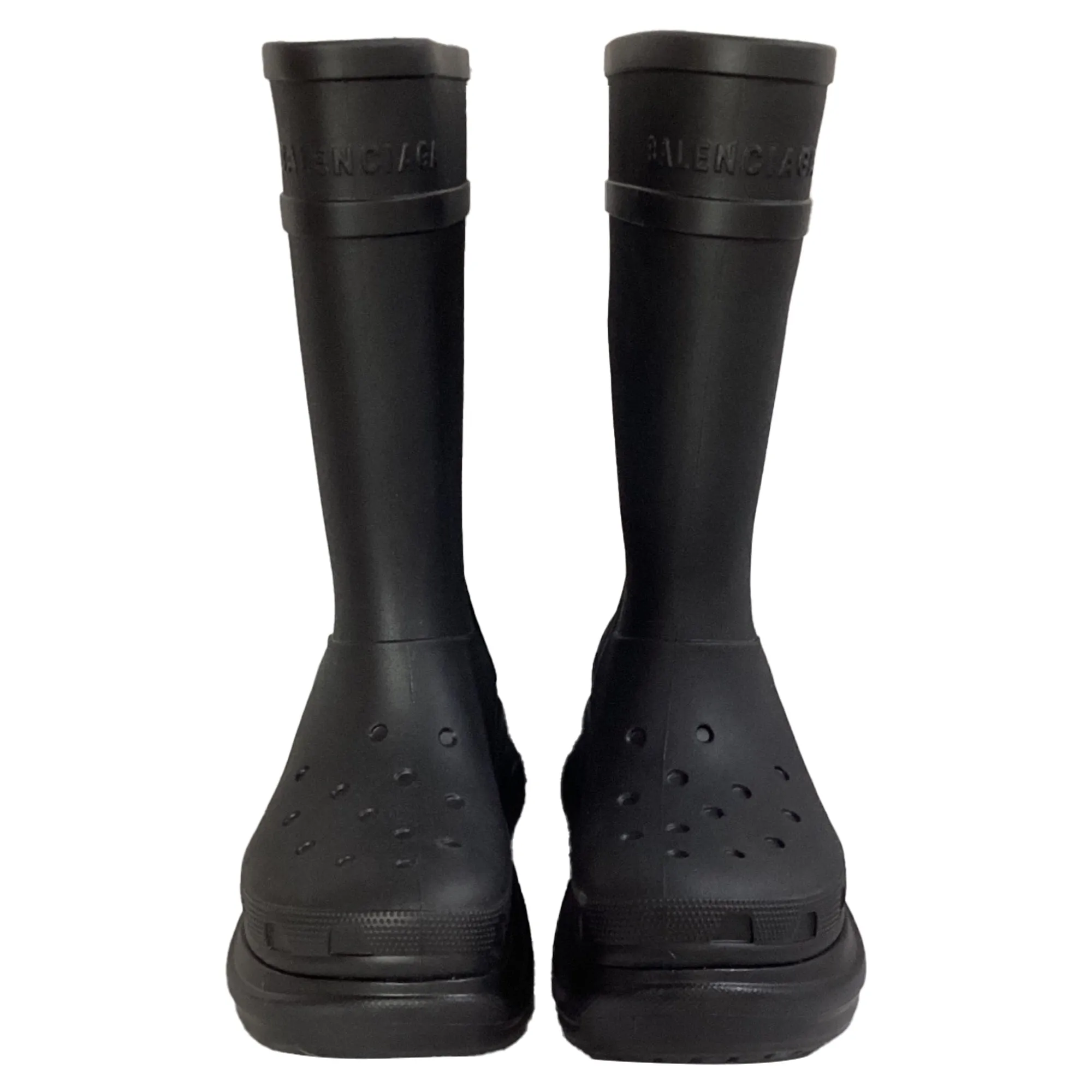 Balenciaga x Crocs Mid-Calf Boots in Black Rubber