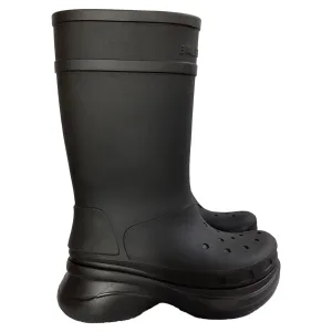 Balenciaga x Crocs Mid-Calf Boots in Black Rubber
