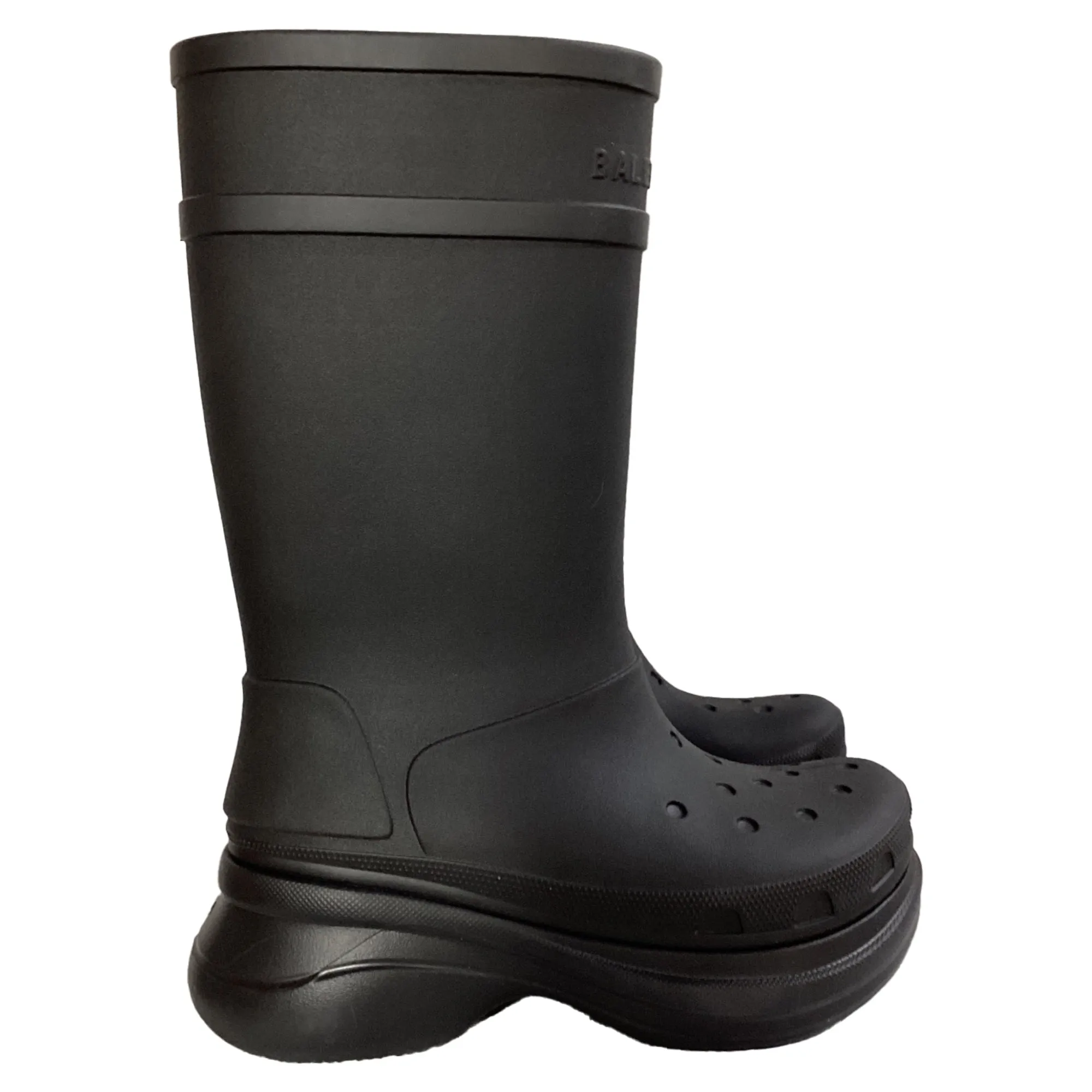 Balenciaga x Crocs Mid-Calf Boots in Black Rubber