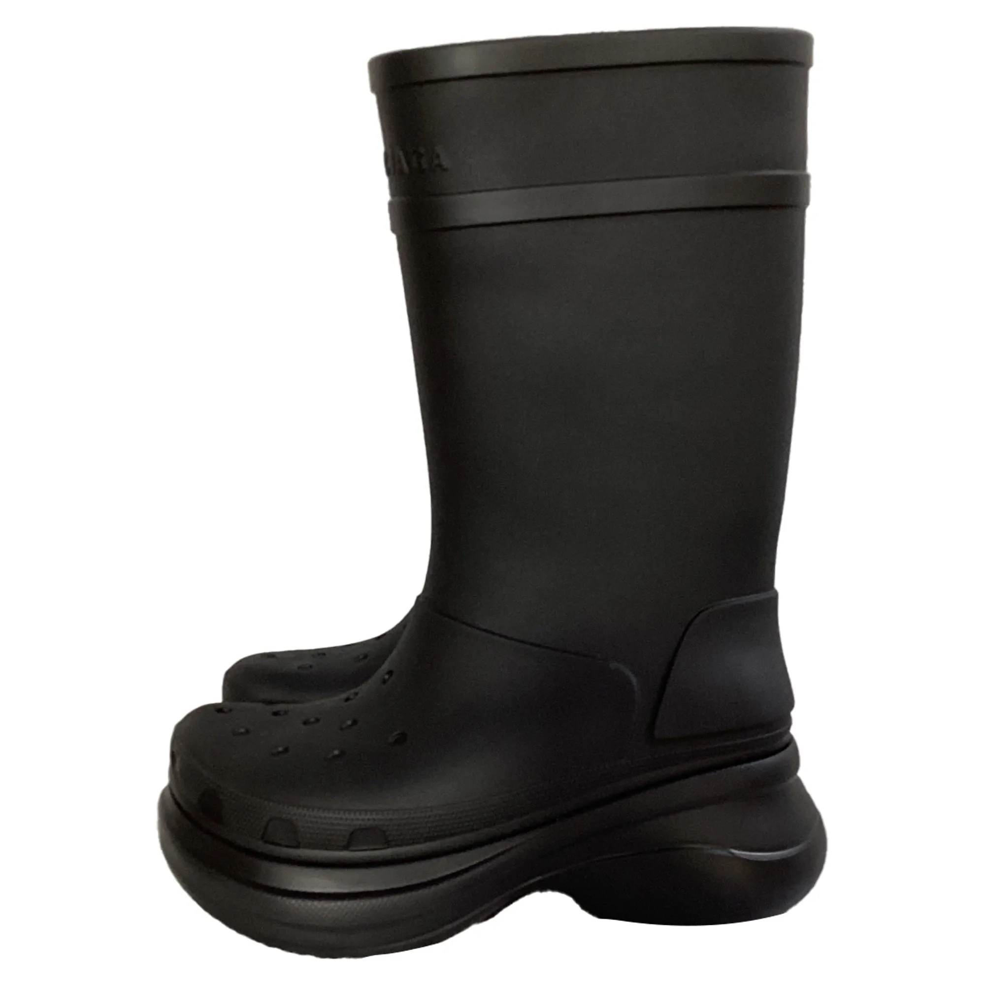 Balenciaga x Crocs Mid-Calf Boots in Black Rubber