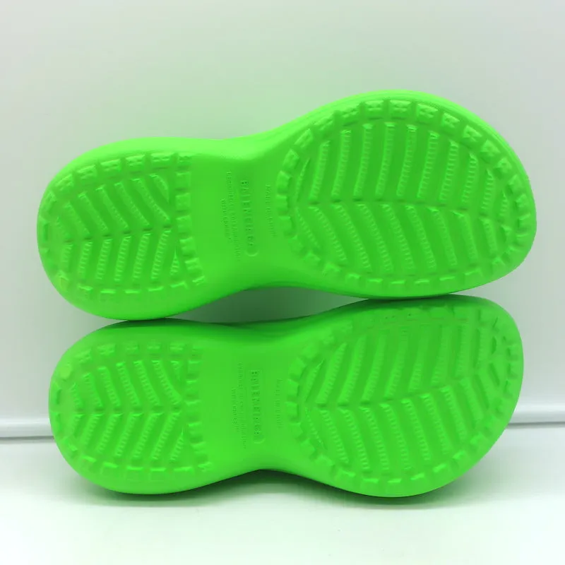 Balenciaga x Crocs Pool Slide Sandals Neon Green Rubber Size 36 NEW