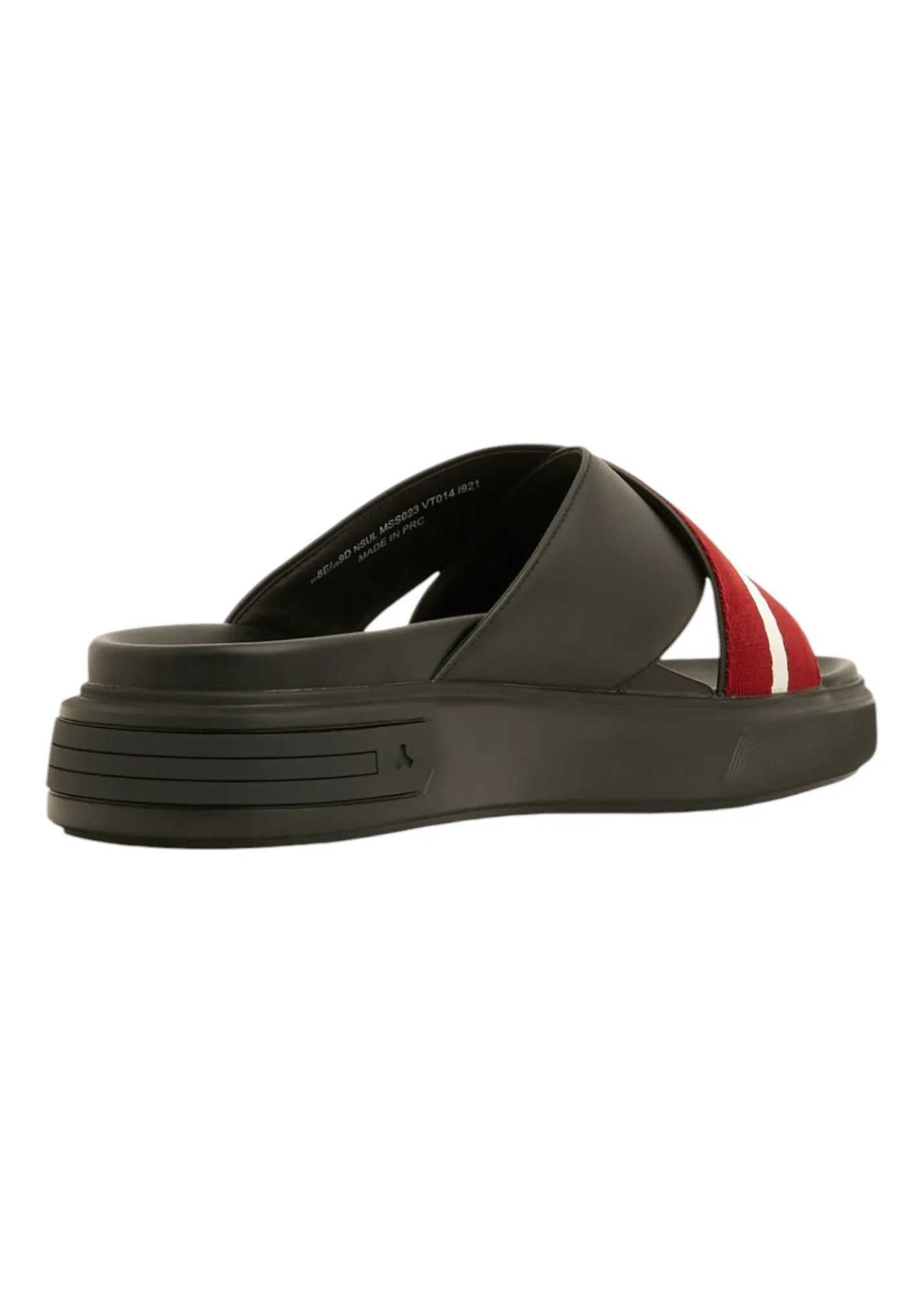 Bally Jake 6300473 Men's Black/Red Calf Plain Leather Sandals