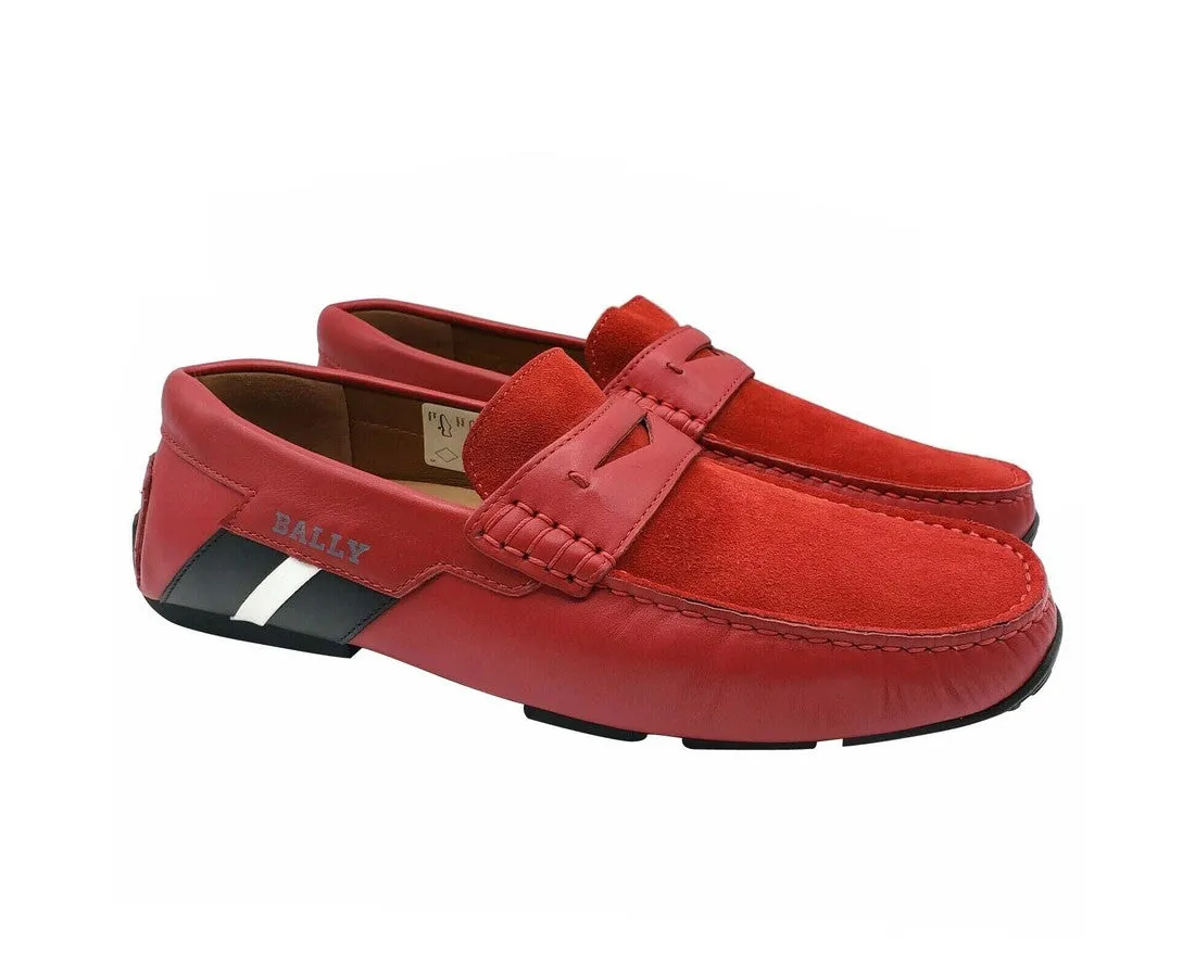 Bally Men's Piotre Leather / Suede With  /  Web Logo Slip On Loafer Shoes