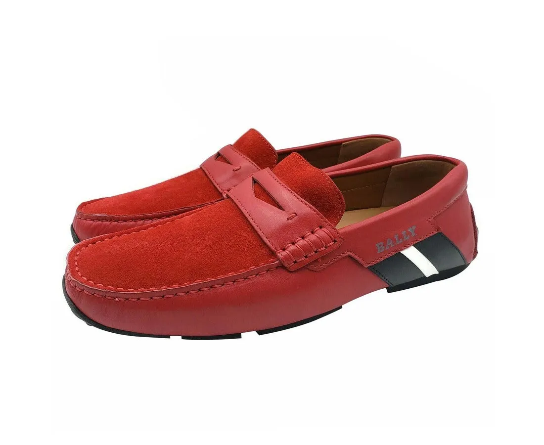 Bally Men's Piotre Leather / Suede With  /  Web Logo Slip On Loafer Shoes