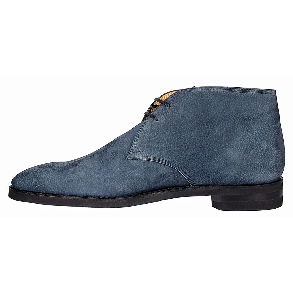 Bally Skiligny 6237888 Men's Midnight Blue Grained Calf Leather Desert Boots