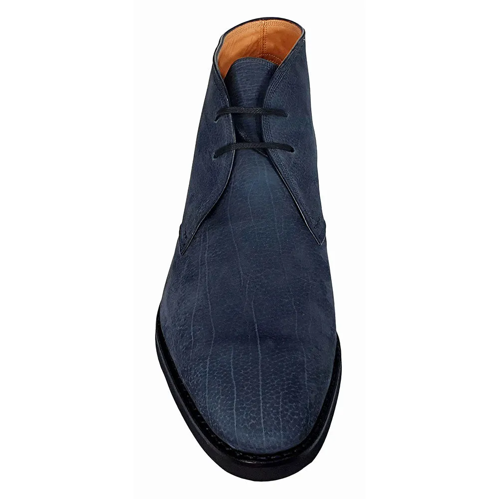 Bally Skiligny 6237888 Men's Midnight Blue Grained Calf Leather Desert Boots