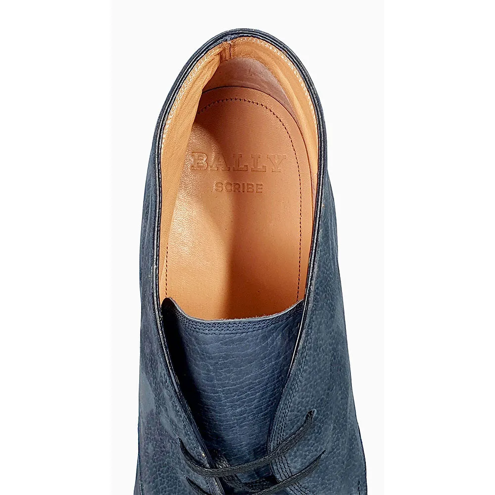 Bally Skiligny 6237888 Men's Midnight Blue Grained Calf Leather Desert Boots