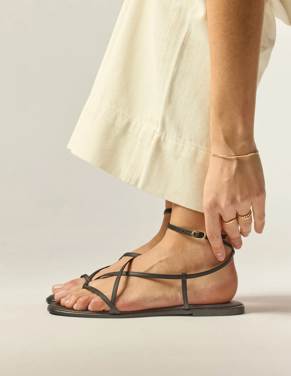 Bayli Sandals - Black leather