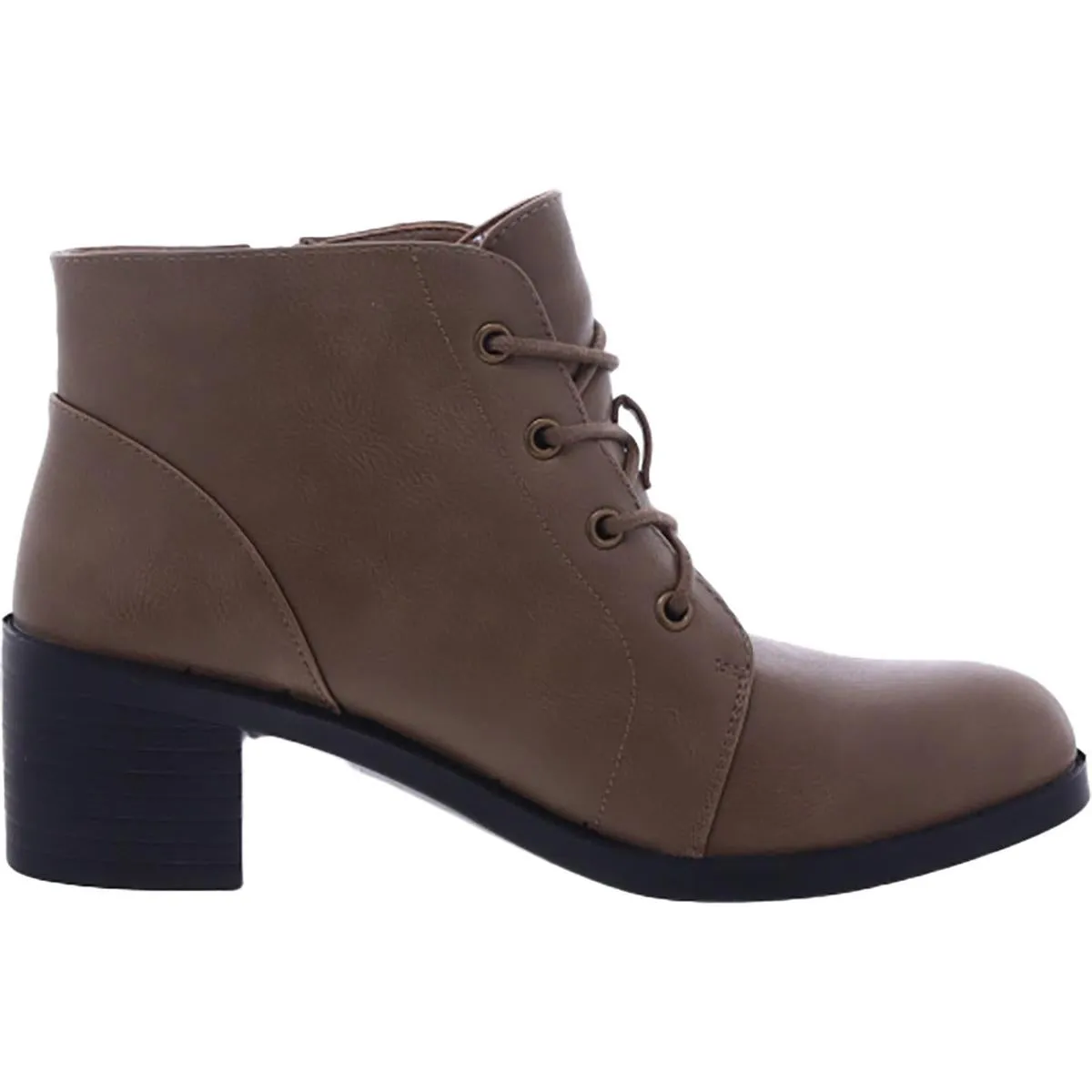 Becker Womens Faux Leather Block Heel Ankle Boots