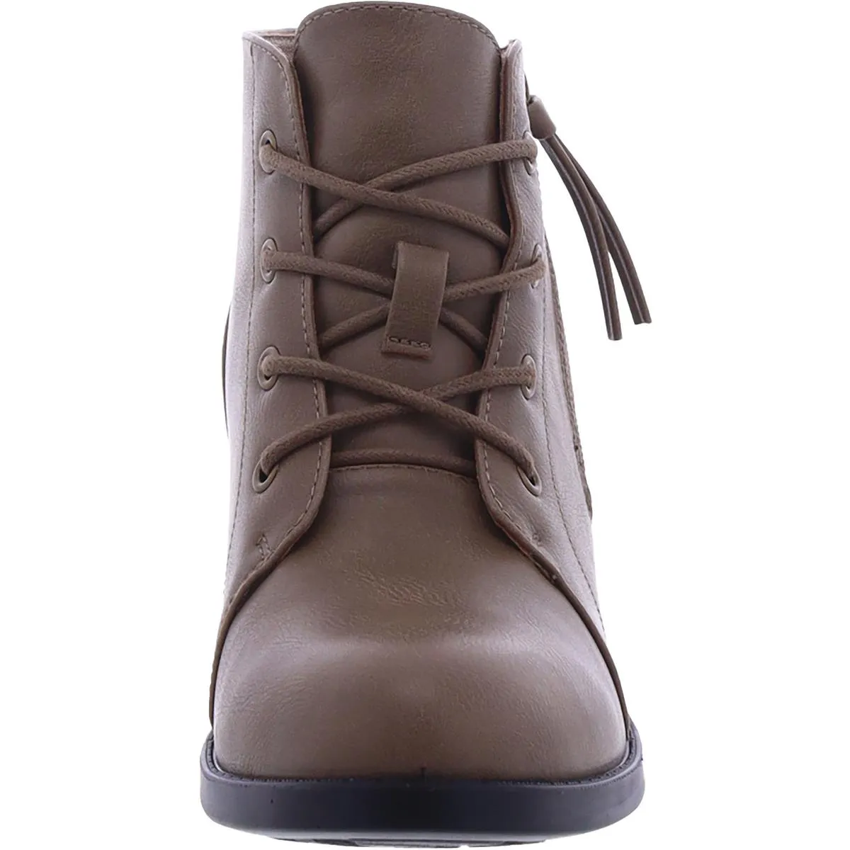 Becker Womens Faux Leather Block Heel Ankle Boots