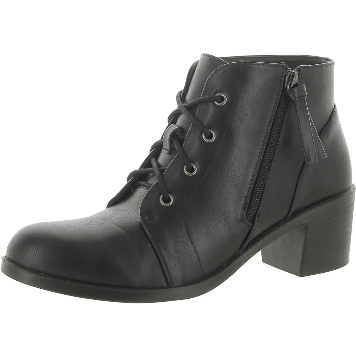 Becker Womens Faux Leather Block Heel Ankle Boots