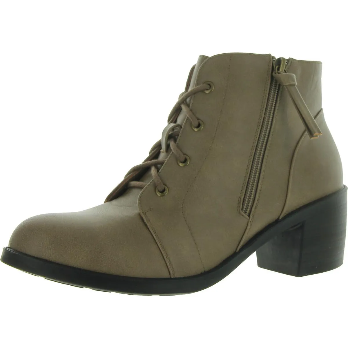 Becker Womens Faux Leather Block Heel Ankle Boots