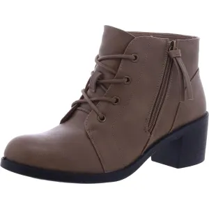 Becker Womens Faux Leather Block Heel Ankle Boots
