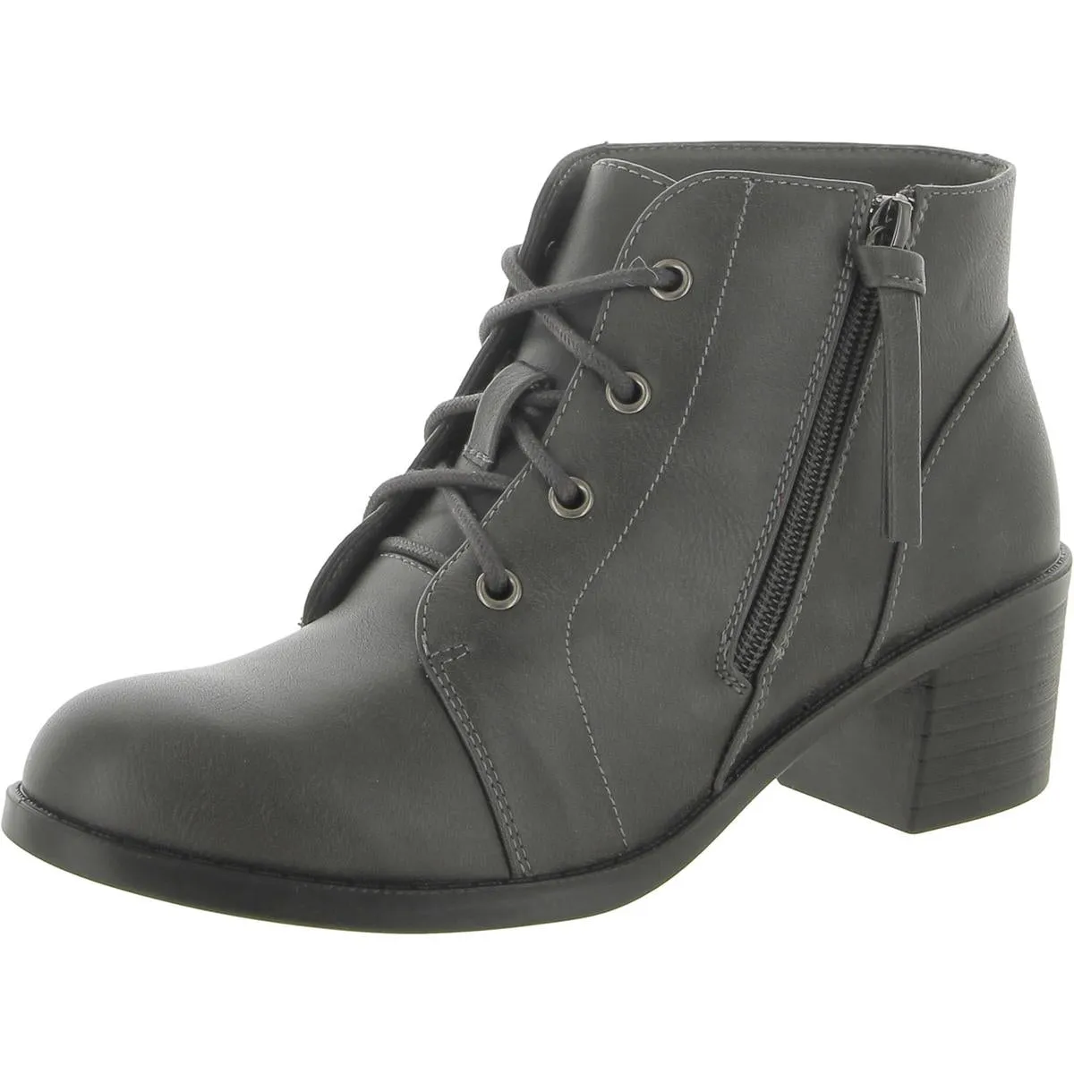 Becker Womens Faux Leather Block Heel Ankle Boots