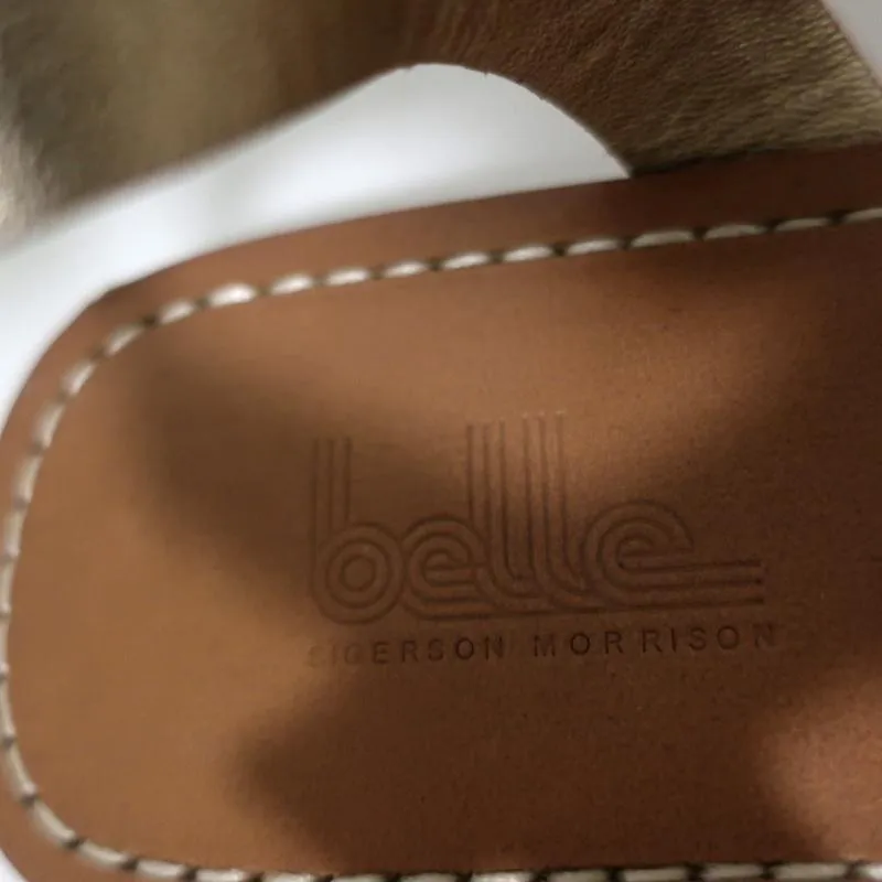 Belle by Sigerson Morrison Sandals Tan Leather Size 9 Double Ankle Strap Flats