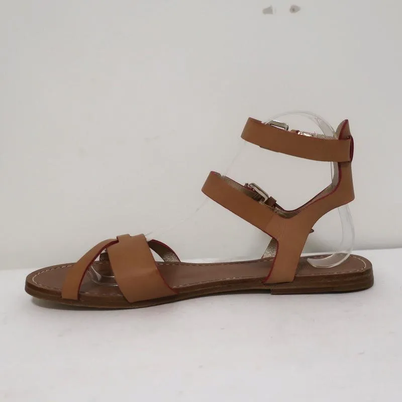 Belle by Sigerson Morrison Sandals Tan Leather Size 9 Double Ankle Strap Flats
