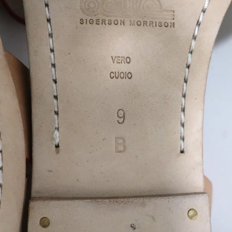 Belle by Sigerson Morrison Sandals Tan Leather Size 9 Double Ankle Strap Flats