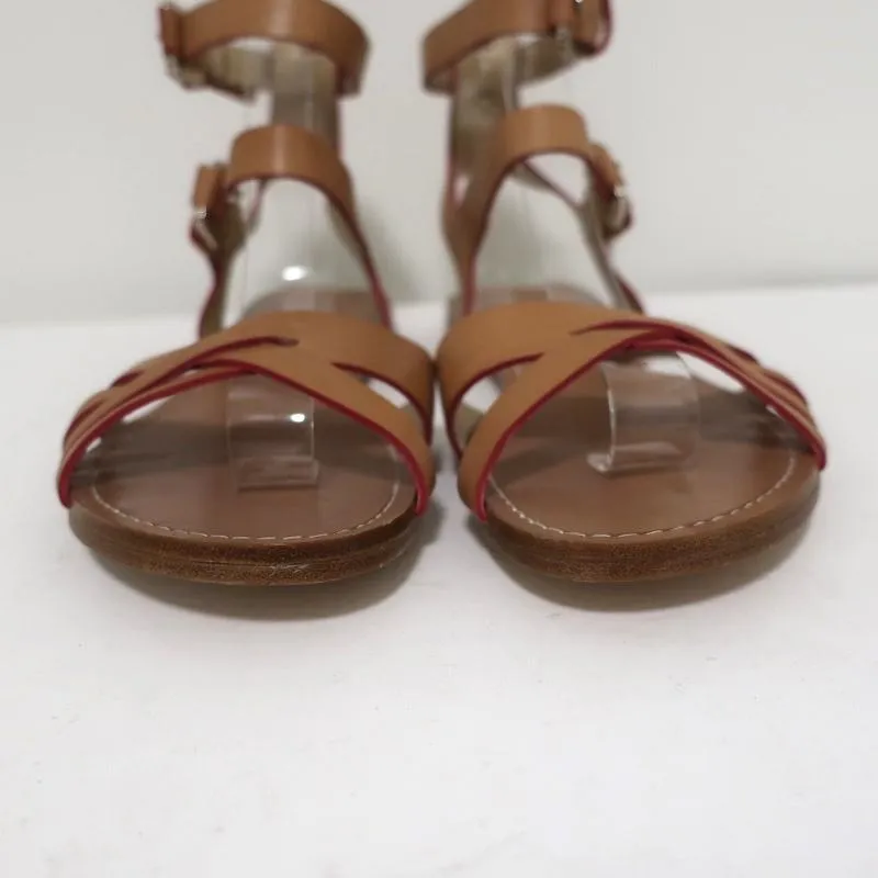 Belle by Sigerson Morrison Sandals Tan Leather Size 9 Double Ankle Strap Flats