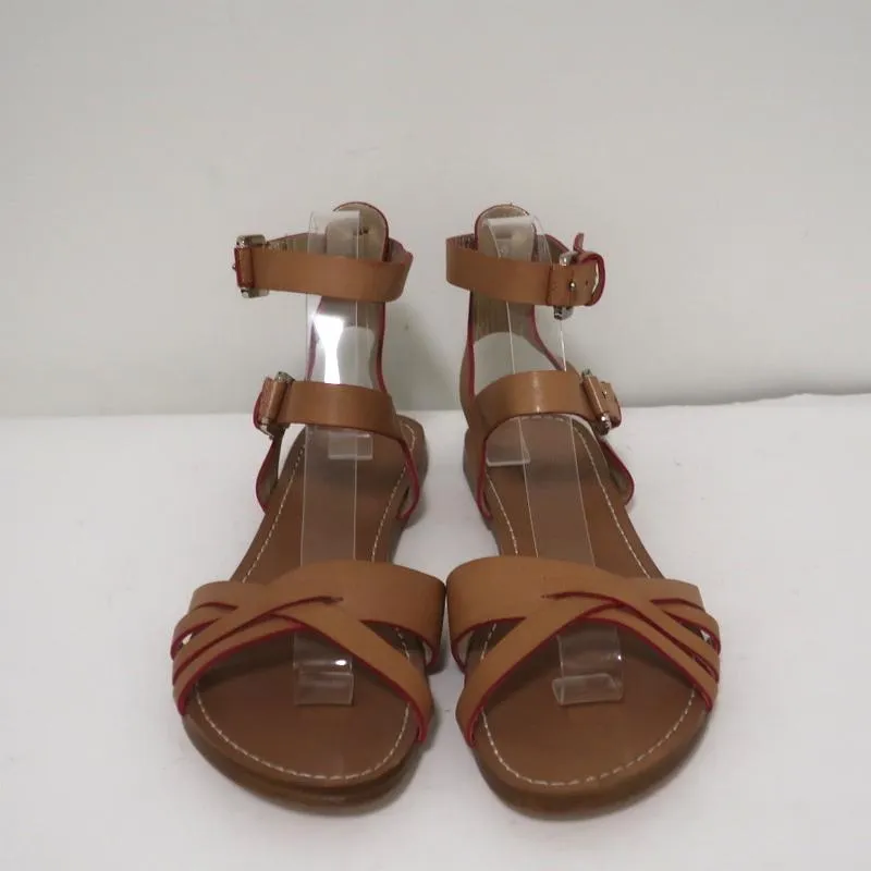 Belle by Sigerson Morrison Sandals Tan Leather Size 9 Double Ankle Strap Flats