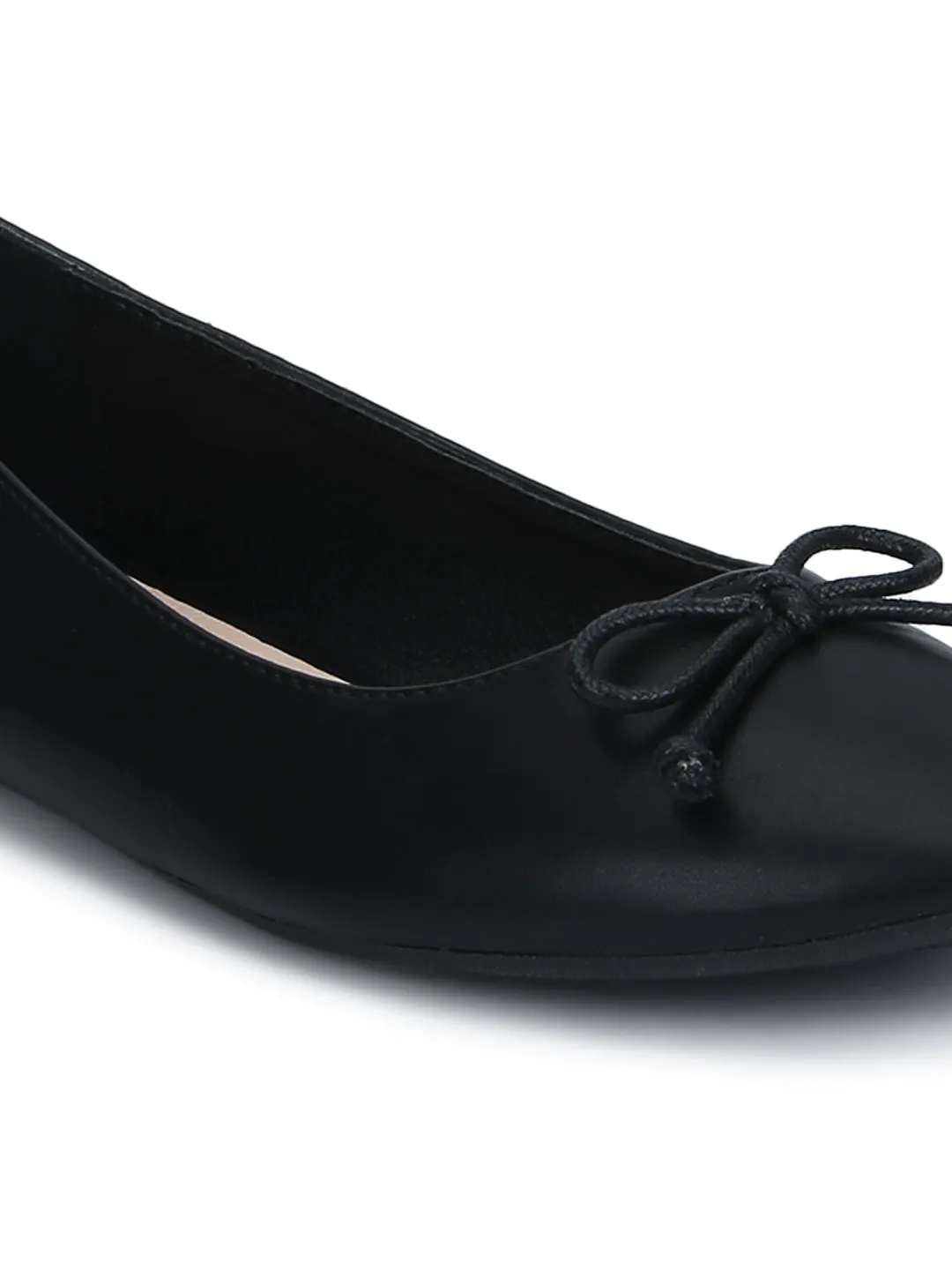 Black PU Thin Bow Belly Flats