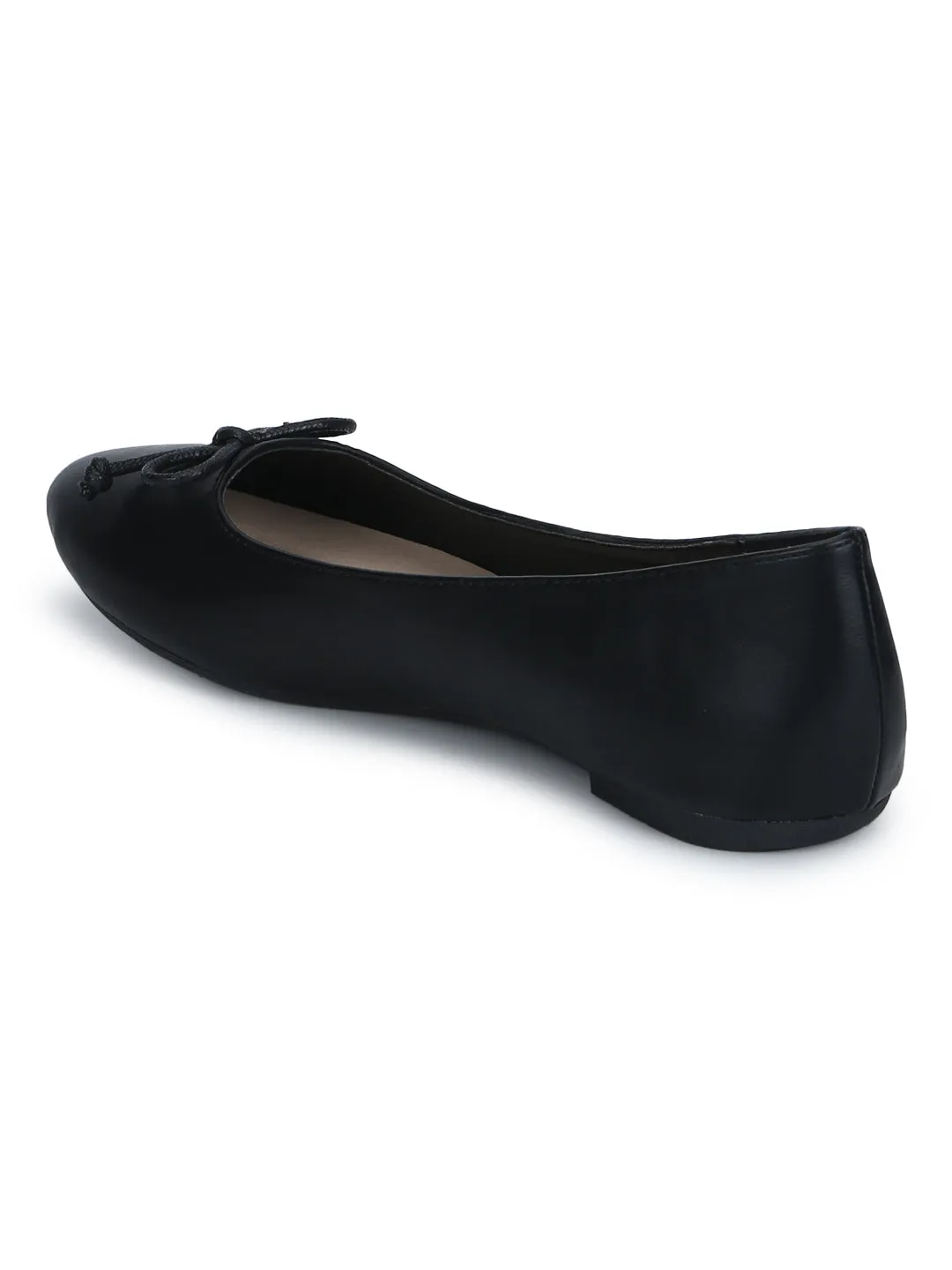 Black PU Thin Bow Belly Flats