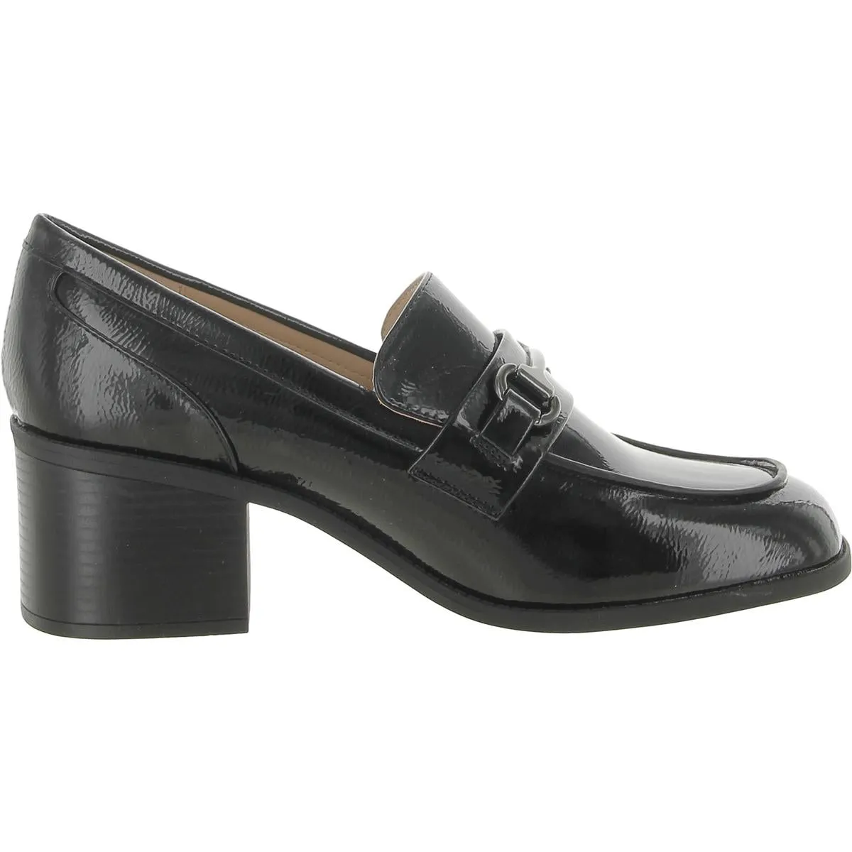 bnMAYBLE3 Womens Leather Block Heel Loafer Heels