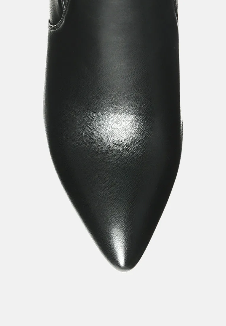 brandy faux leather over the knee high heeled boots