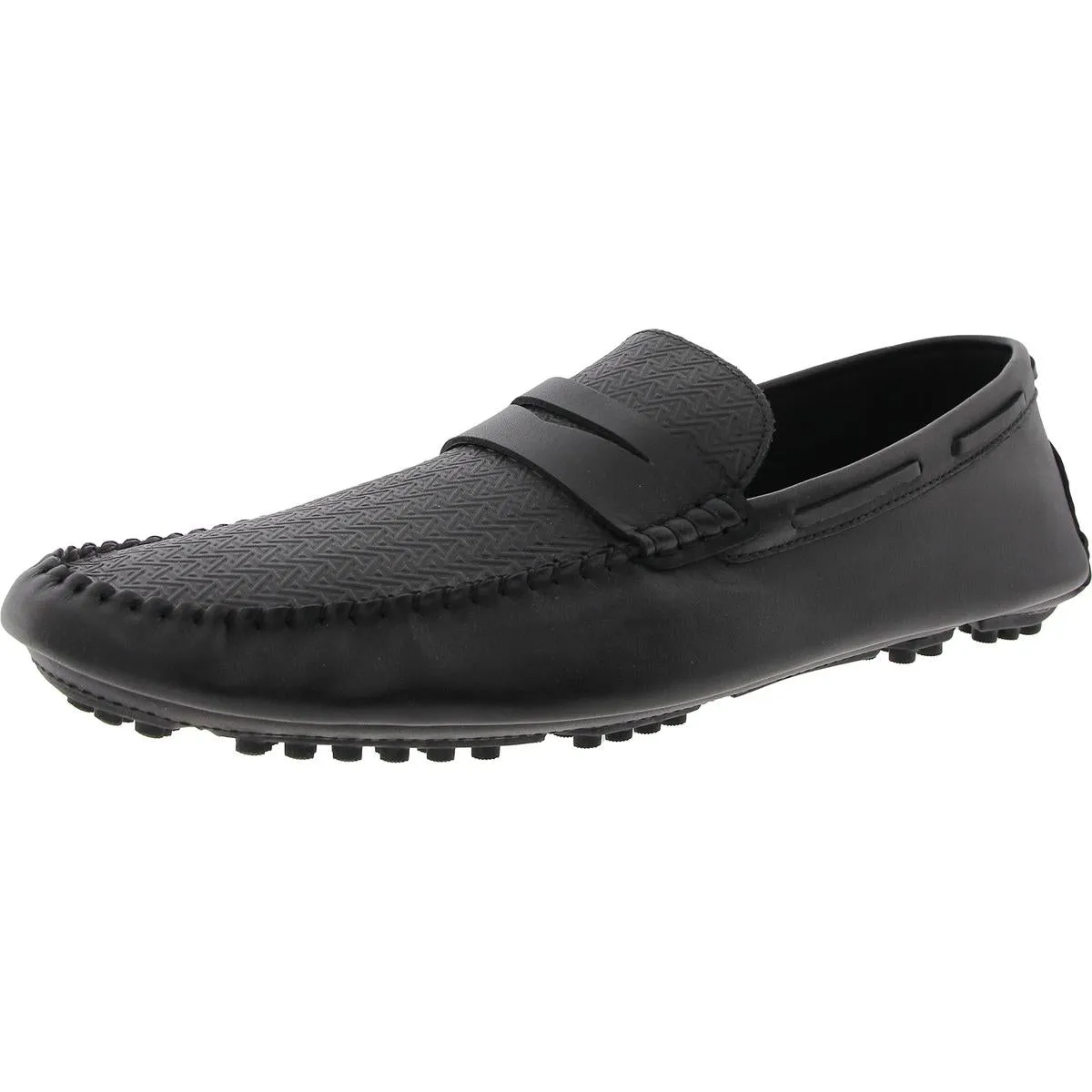 Bristow Mens Textured Leather Loafers