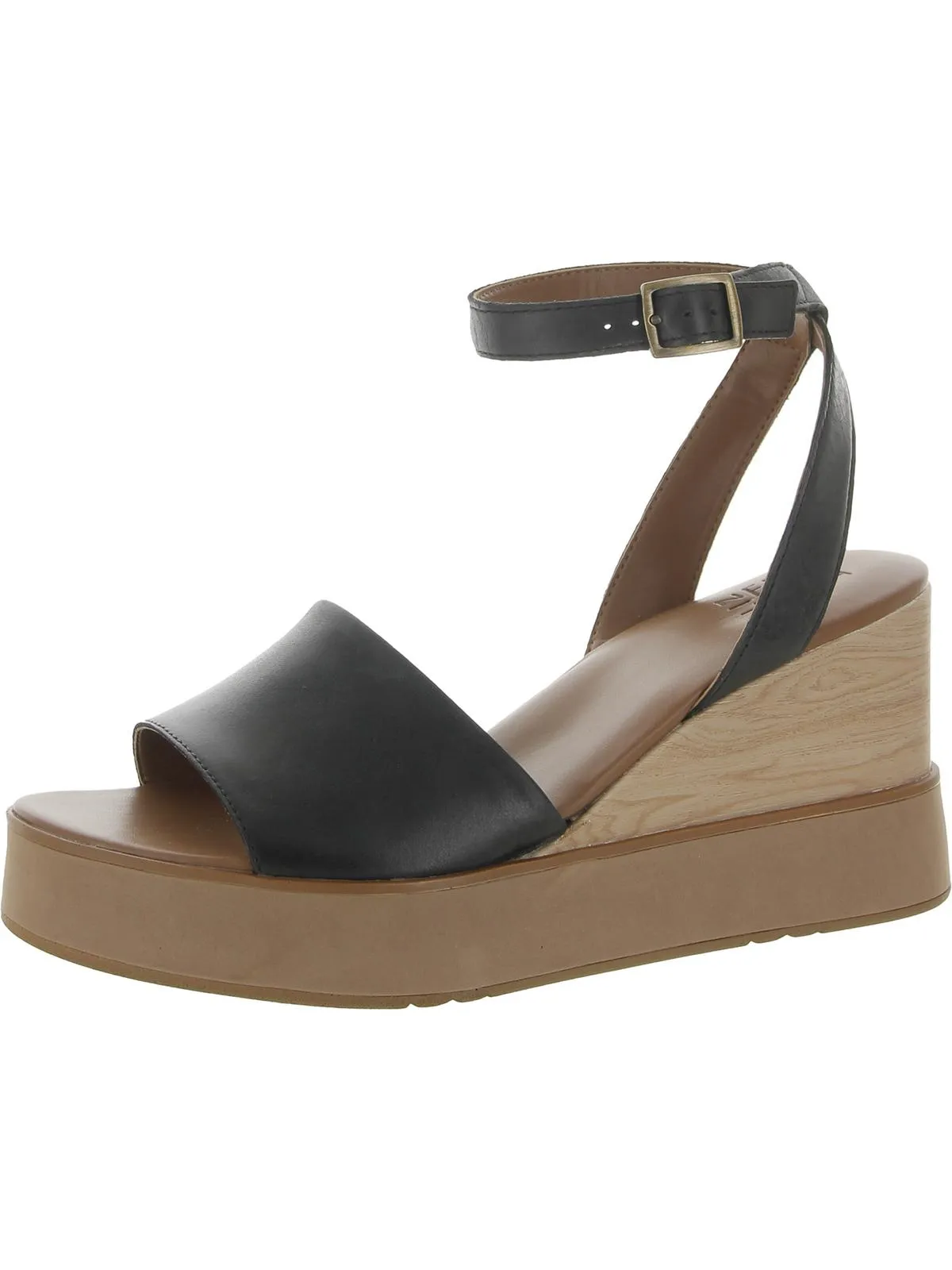 Brynn Womens Faux Leather Summer Wedge Sandals