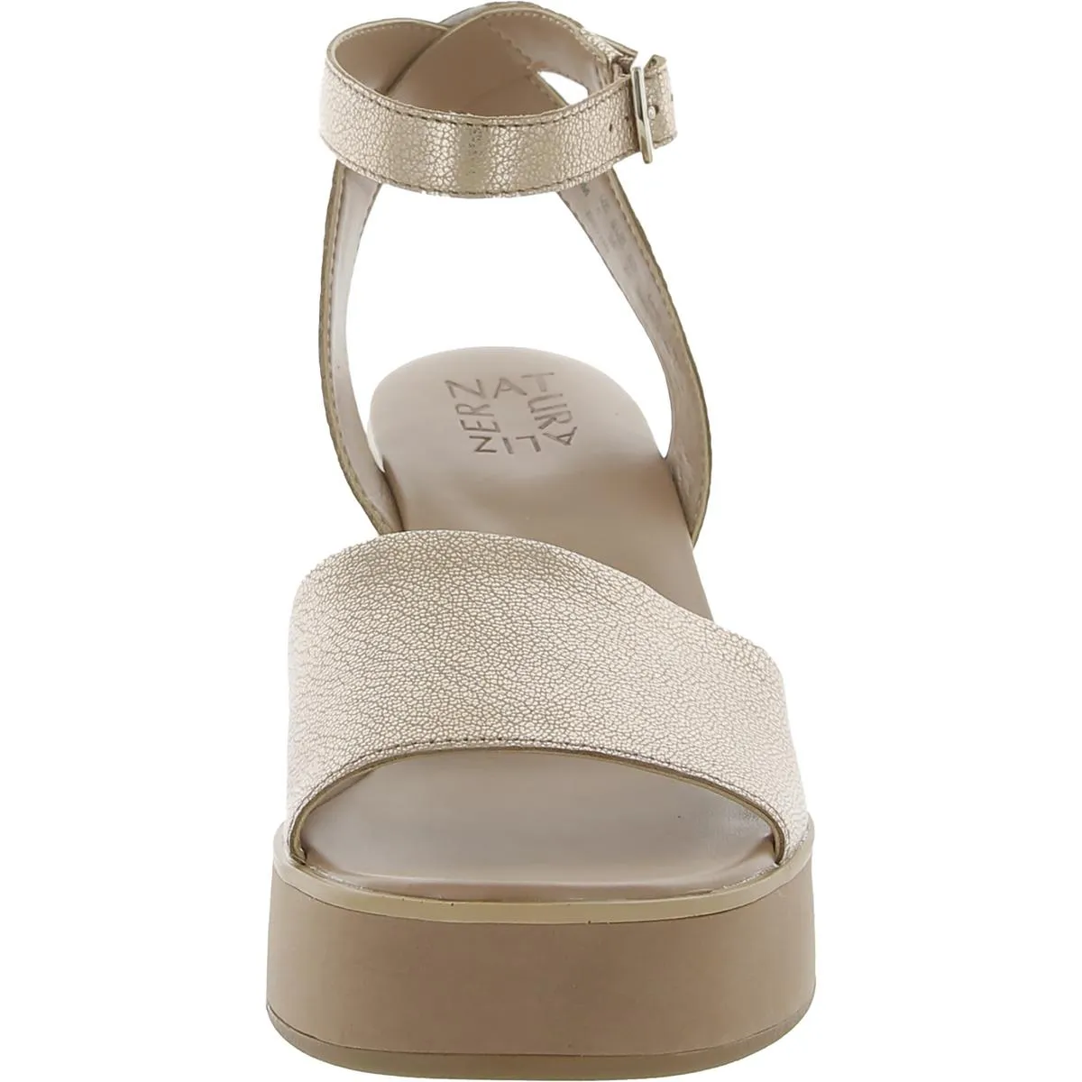 Brynn Womens Faux Leather Summer Wedge Sandals