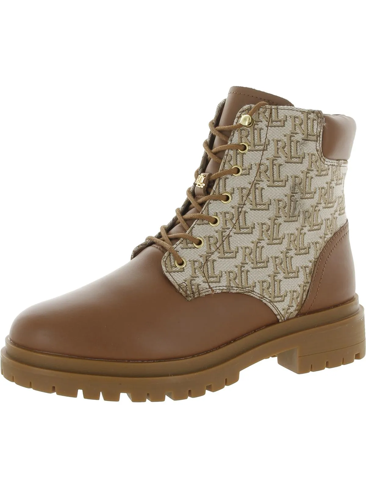 Carlee Womens Suede Shearling Combat & Lace-up Boots