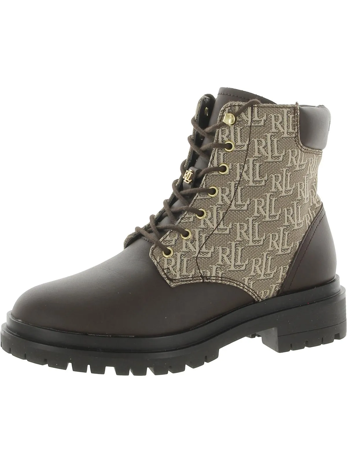Carlee Womens Suede Shearling Combat & Lace-up Boots