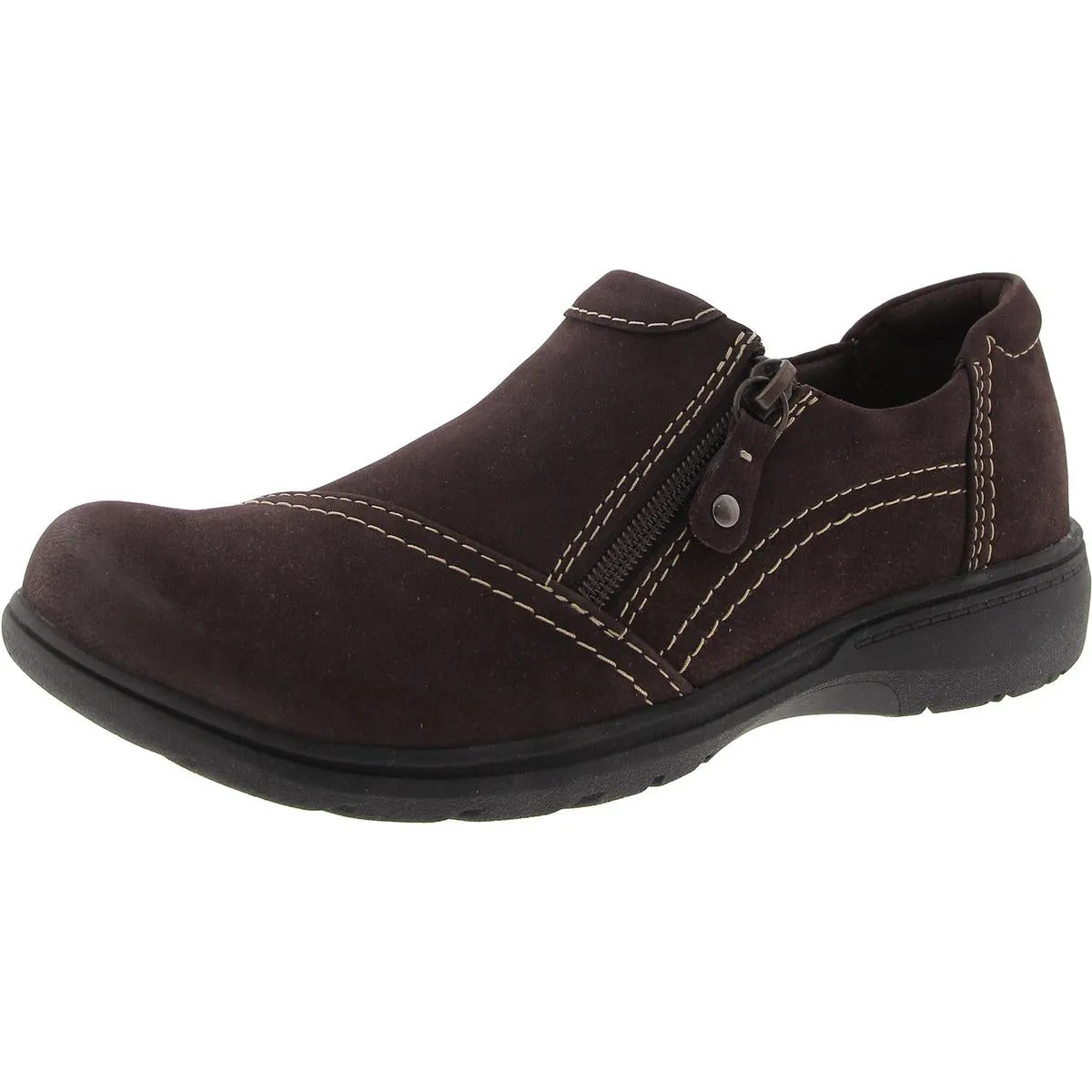 Carleigh Ray Womens Leather Zipper Loafers