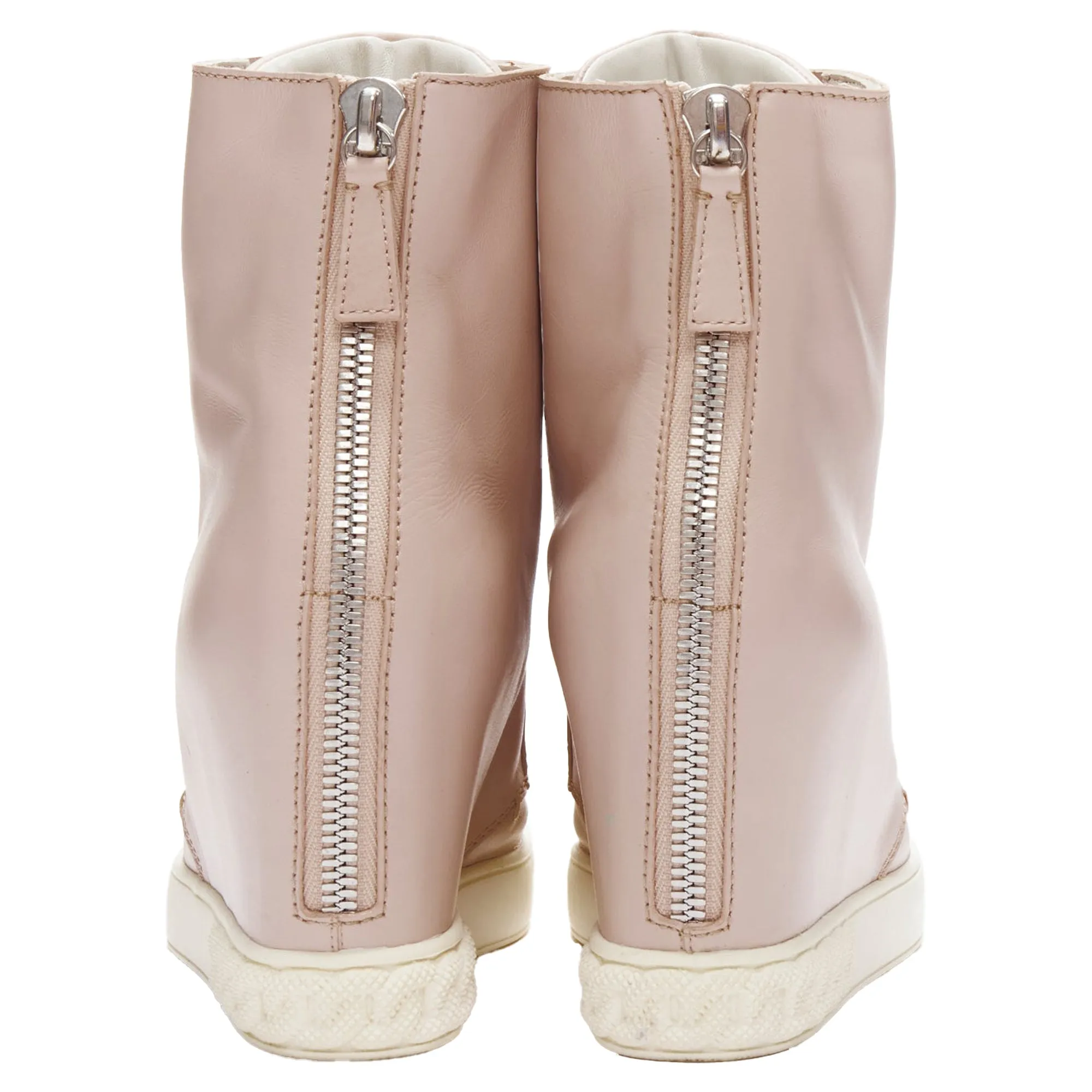 Casadei leather silver chain trim ankle wedge sneakers