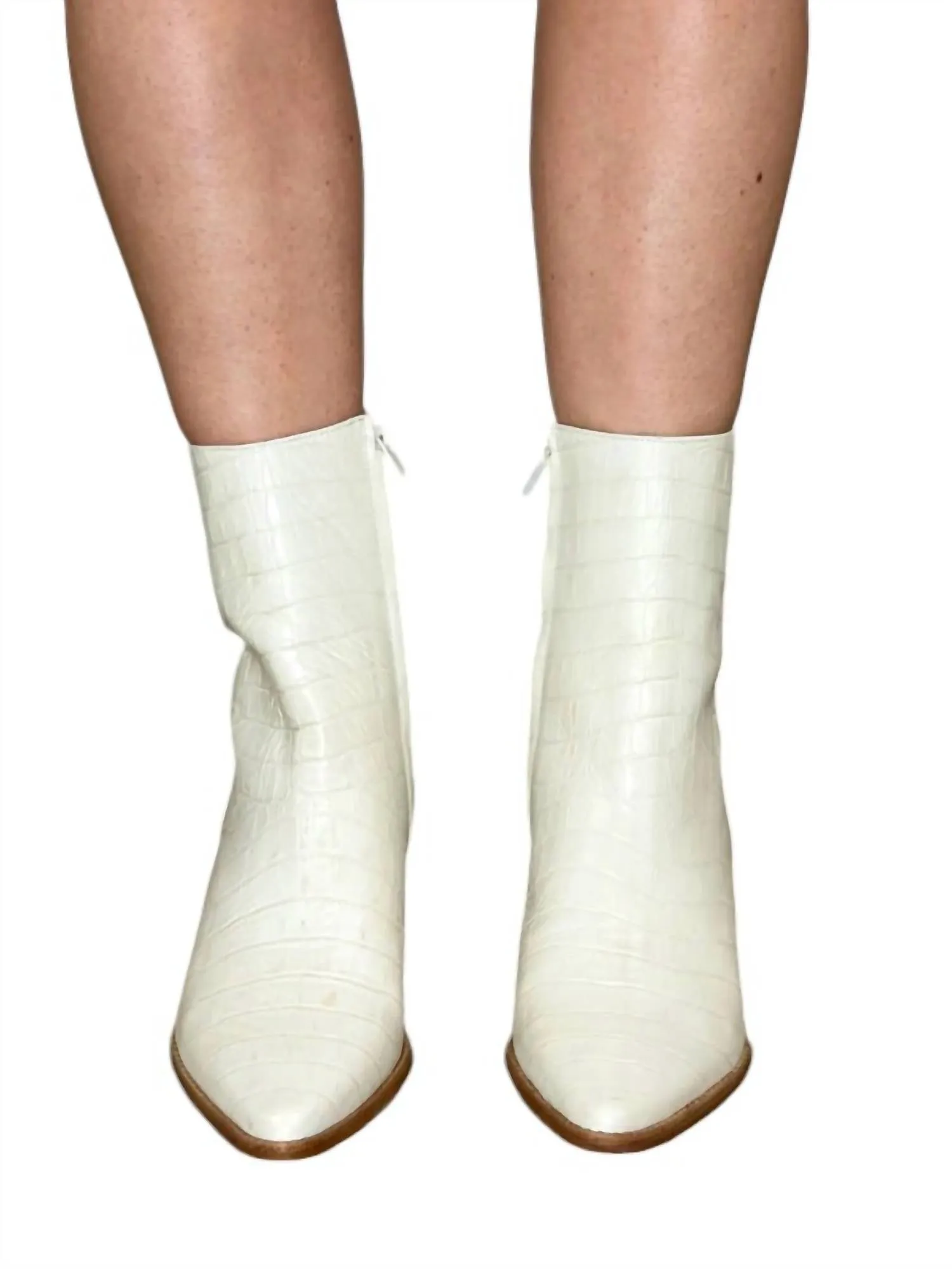 Caty Ankle Boots In Bone Croc